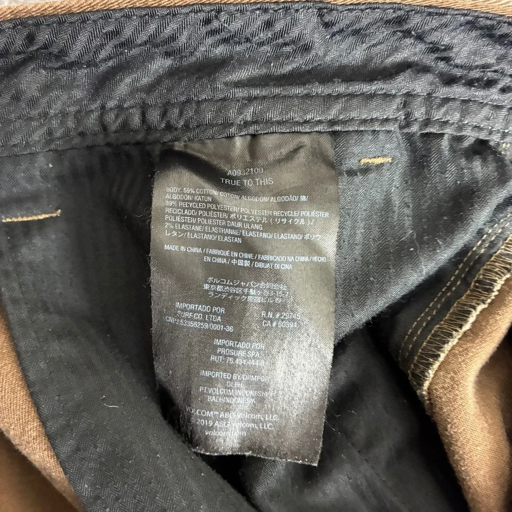 Volcom Mens Size 40x10 Modern Stretch Chino Shorts Brown Skateboard Surf